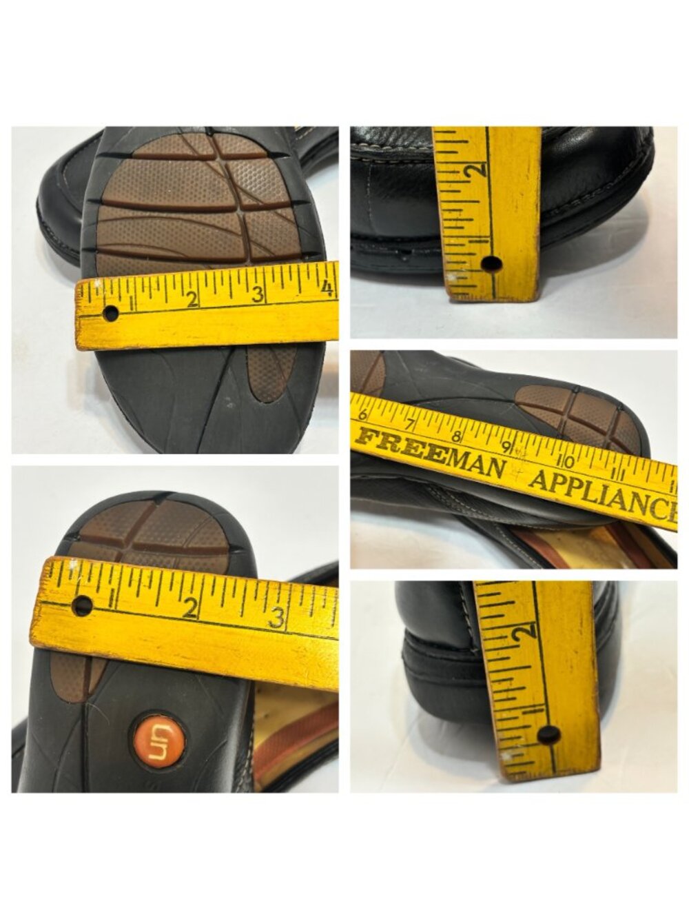 structured CLARKS 87570 Walking Shoes BLACK LEATHER Sz 10M Flats SLIP-ON LOAFERS - Picture 11 of 15
